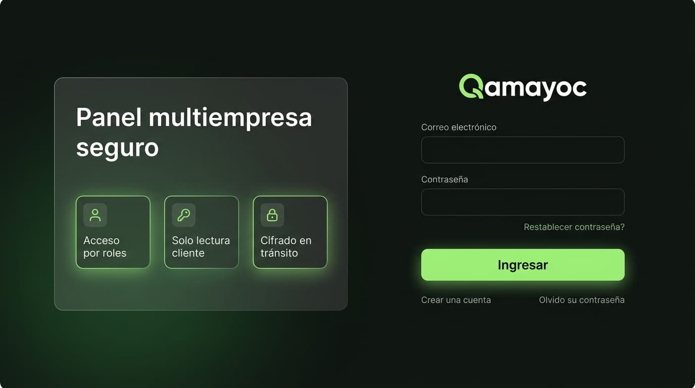 Panel de acceso seguro a Qamayoc con control multiempresa